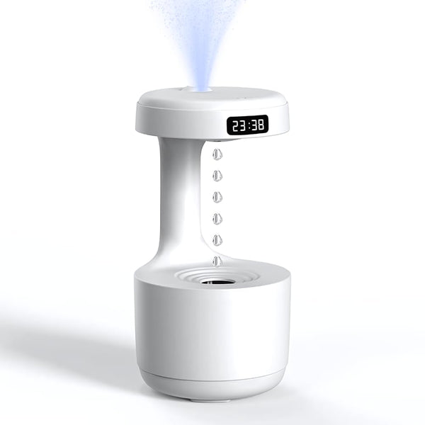 Lambent 𝟭𝟱 𝗬𝗲𝗮𝗿𝘀 𝗪𝗮𝗿𝗿𝗮𝗻𝘁𝘆 Anti-Gravity Water Drop Humidifier with 800ml Tank, LED Display, 2 Mist Modes, Night Light, Silent Operation – Cool Mist Diffuser for Home, Bedroom & Office