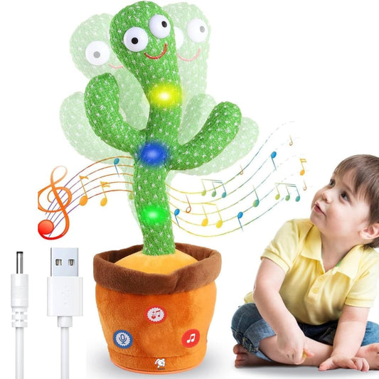 Dancing Cactus Talking Toy Kids Children Pluch Electronic Toys Baby Singing Wriggle Voice Recording Repeats What You Say LED Light Toddler Educational Funny Gifts