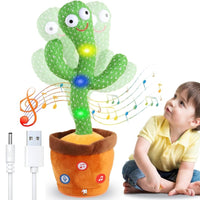 Dancing Cactus Talking Toy Kids Children Pluch Electronic Toys Baby Singing Wriggle Voice Recording Repeats What You Say LED Light Toddler Educational Funny Gifts
