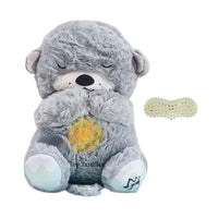 Breathing Teddy with Light and Sound, Otter Glowing Music for Baby Sensory Sleep Lights Rhythmic Simulation Plush, Soothing Sound and Decor and Gift. Gray (Breathing TEDDT Gray)