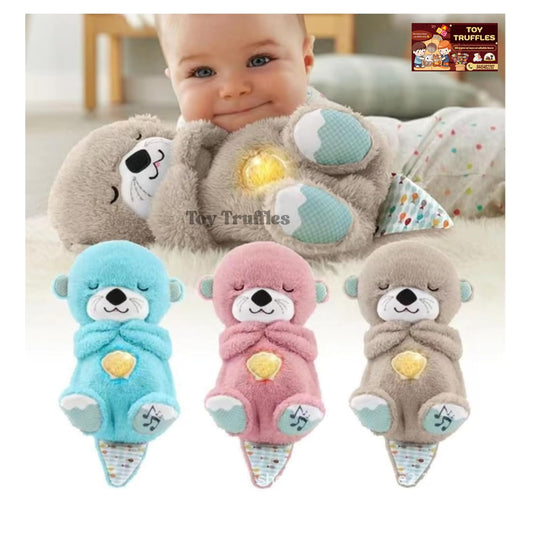 Breathing Teddy with Light and Sound, Otter Glowing Music for Baby Sensory Sleep Lights Rhythmic Simulation Plush, Soothing Sound and Decor and Gift. Gray (Breathing TEDDT Gray)